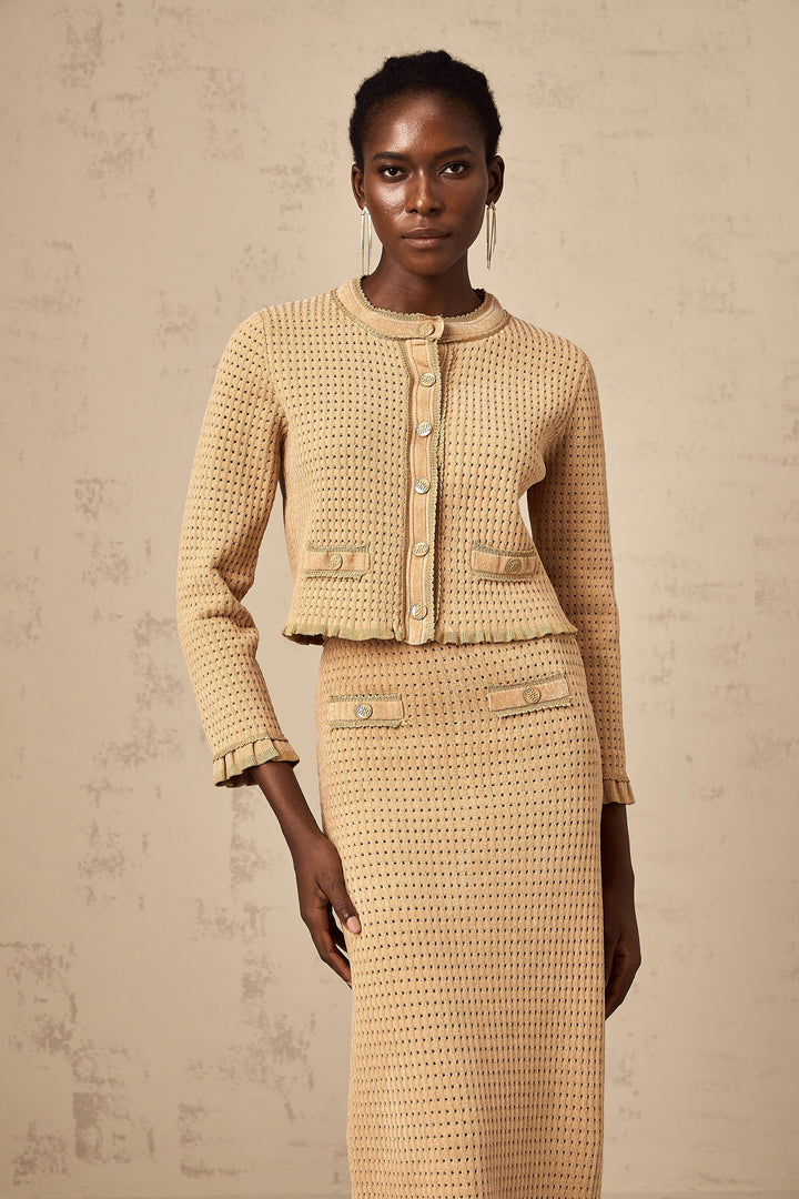Levoire | Pull En Tricot Khaki Et Jupe Ensemble Assorti