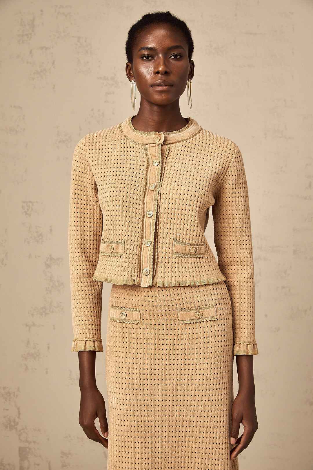 Levoire | Pull En Tricot Khaki Et Jupe Ensemble Assorti