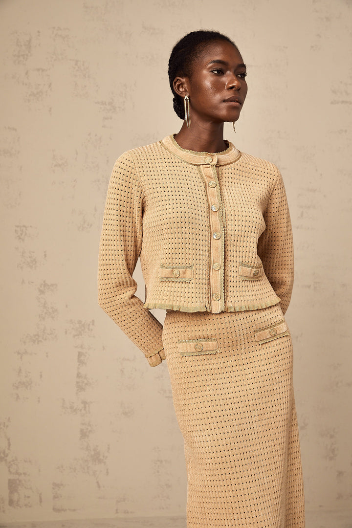 Levoire | Pull En Tricot Khaki Et Jupe Ensemble Assorti