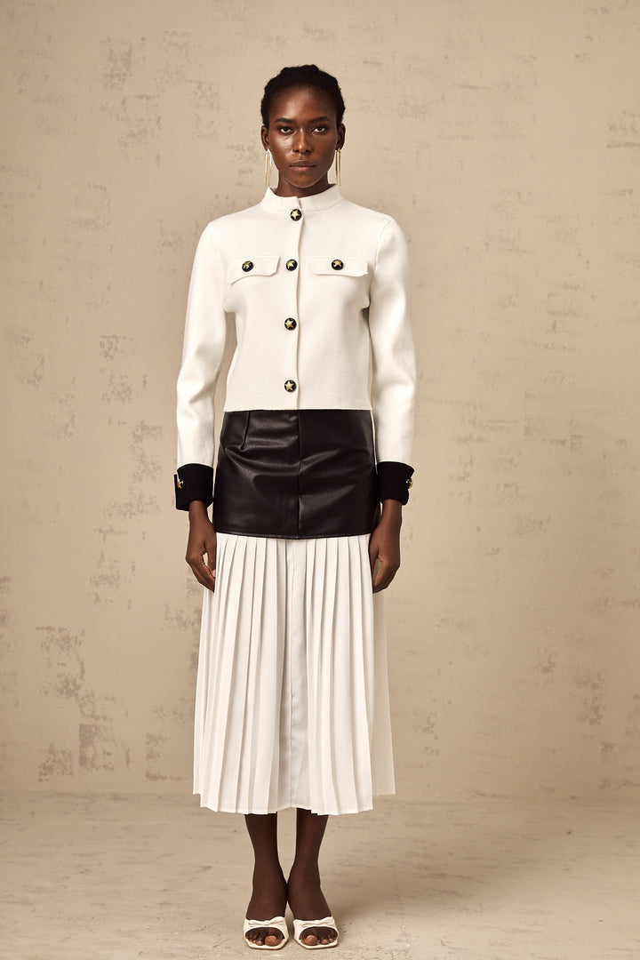 Levoire | Veste En Tricot Couleur Contrastante Blanche