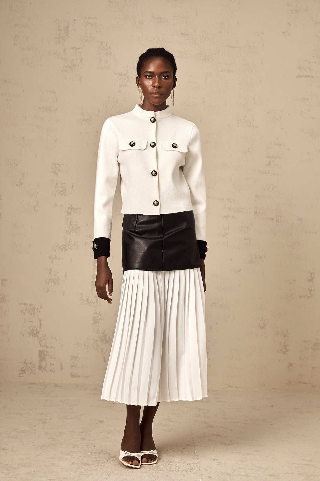 Levoire | Veste En Tricot Couleur Contrastante Blanche
