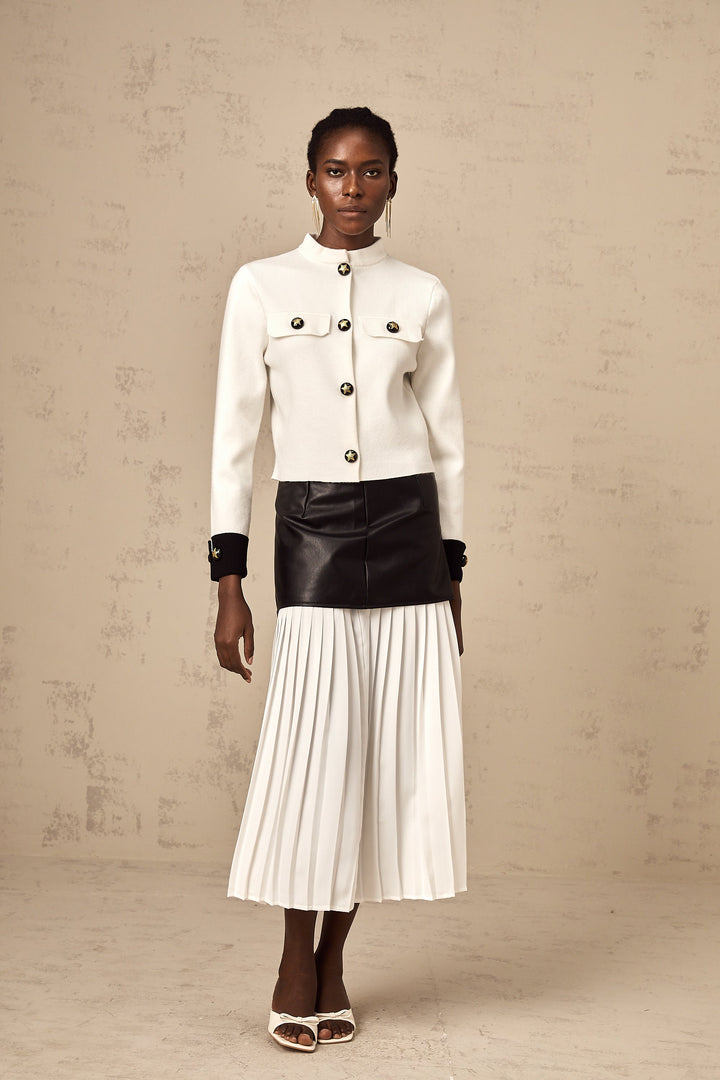 Levoire | Gilet Blanc En Tricot Avec Bord Contrasté