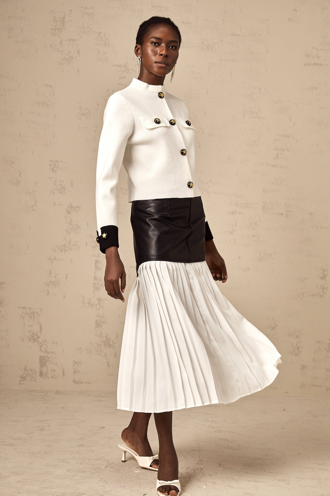 Levoire | Veste En Tricot Couleur Contrastante Blanche