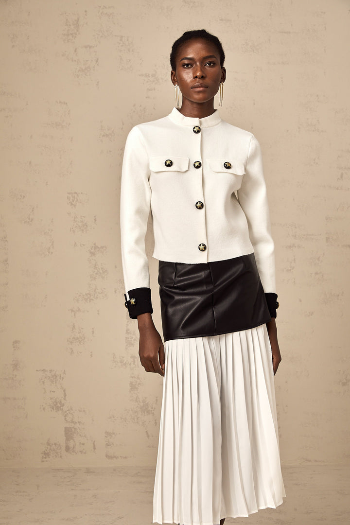 Levoire | Veste En Tricot Couleur Contrastante Blanche