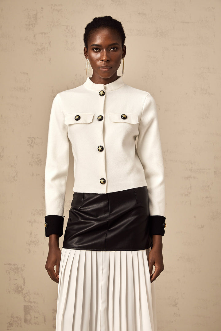 Levoire | Veste En Tricot Couleur Contrastante Blanche