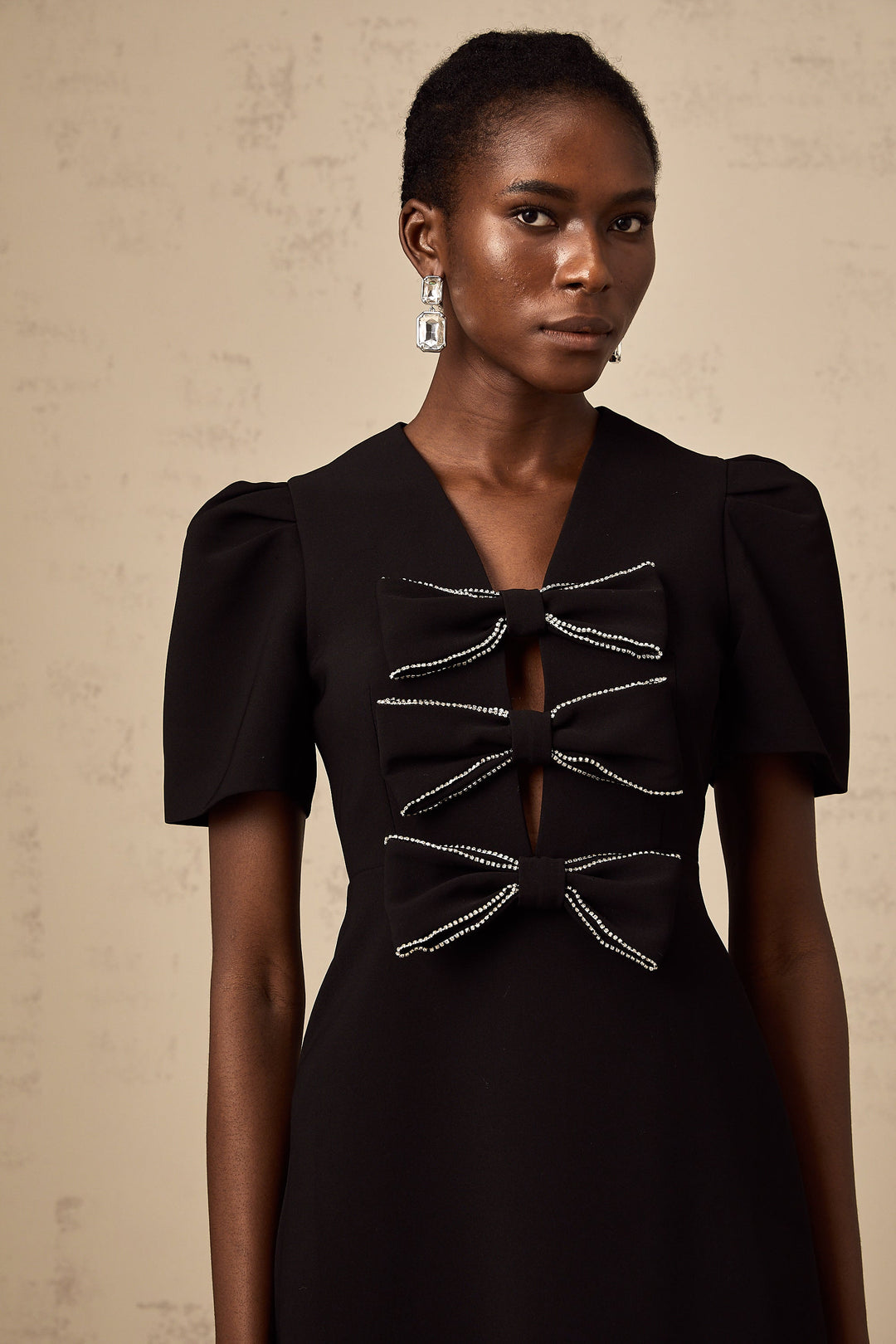 Levoire | Robe Mini Noire Décorée De Nœuds