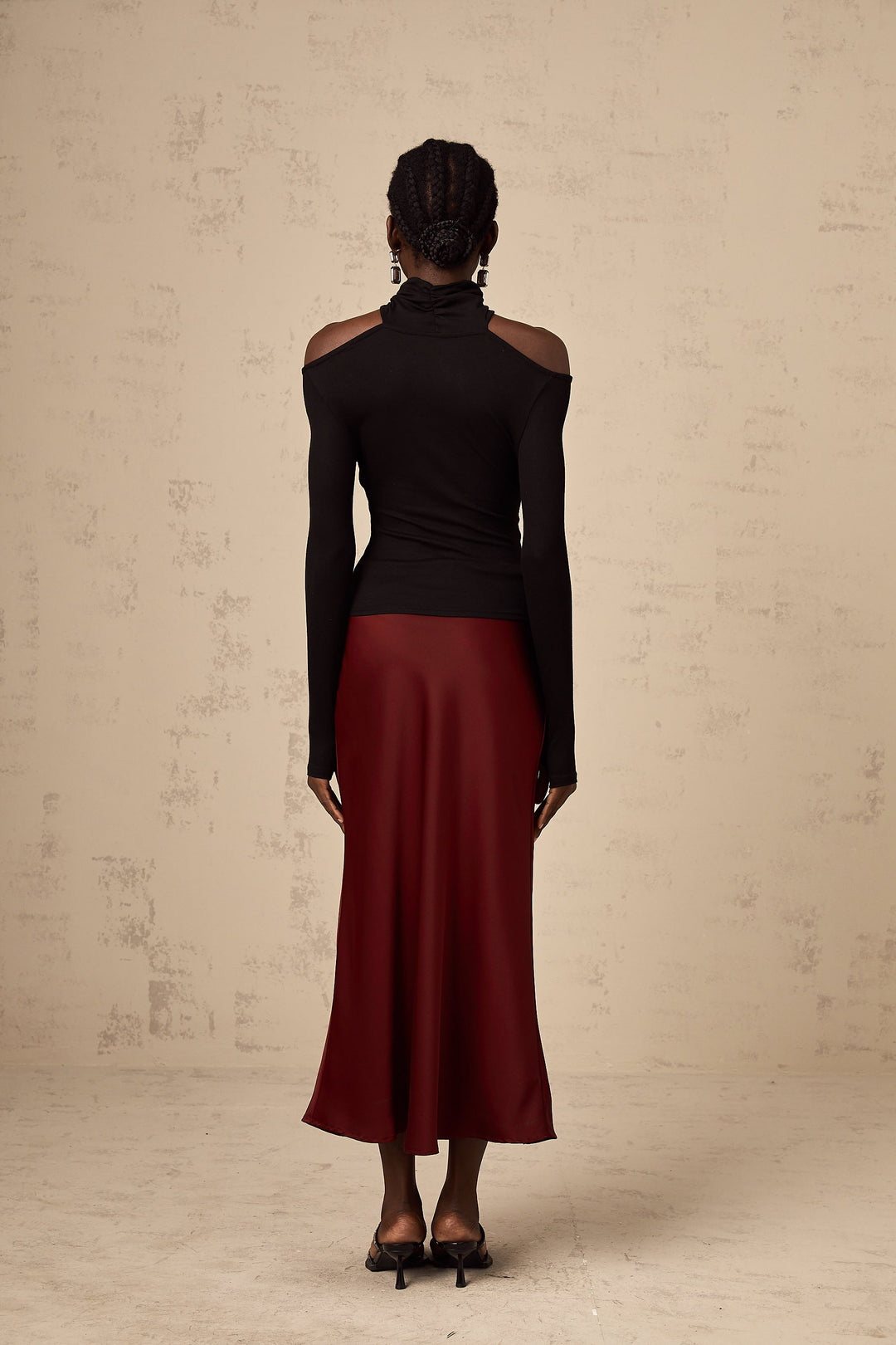 Levoire | Chemisier Noir À Volants En Jersey Extensible