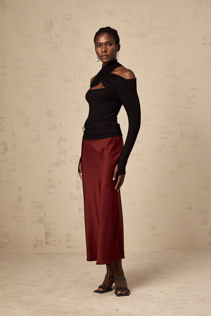 Levoire | Haut Extensible Noire En Jersey Avec Fronces