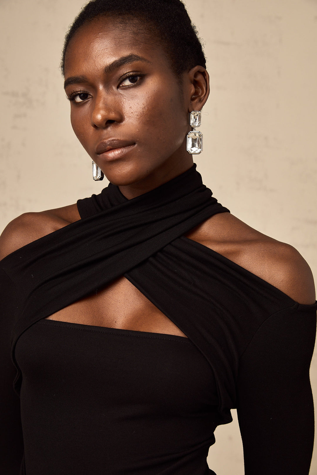 Levoire | Chemisier Noir À Volants En Jersey Extensible