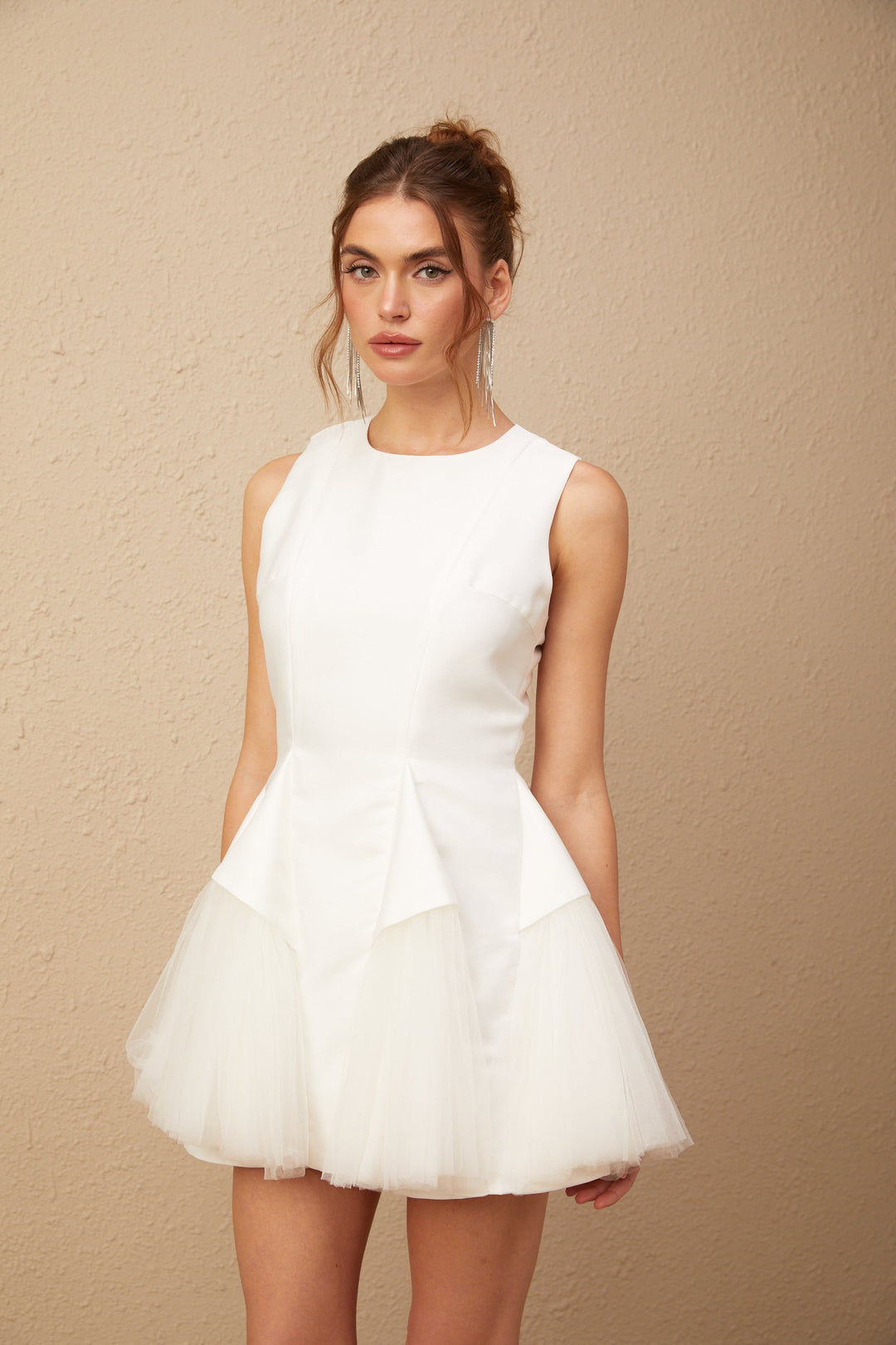 Levoire | Robe Mini En Tulle À Panneaux Bouffants Blancs