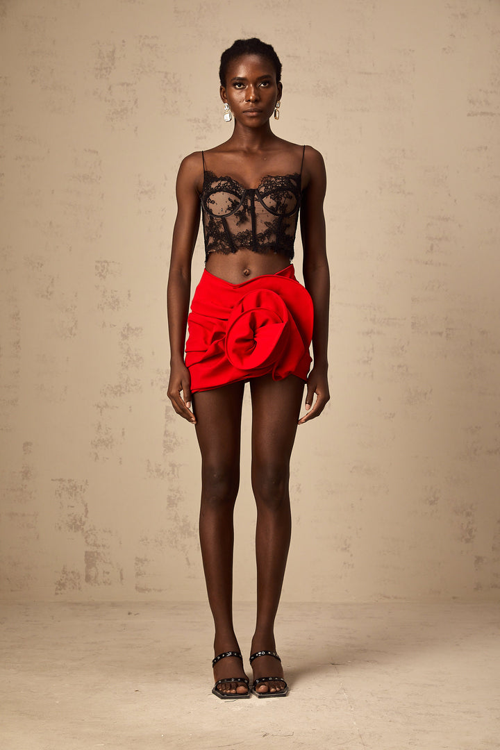 Levoire | Shorts En Dentelle À Fleurs Noires