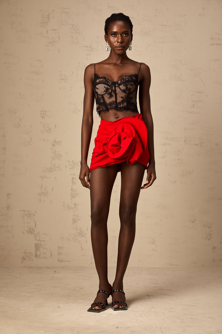 Levoire | Shorts En Dentelle À Fleurs Noires