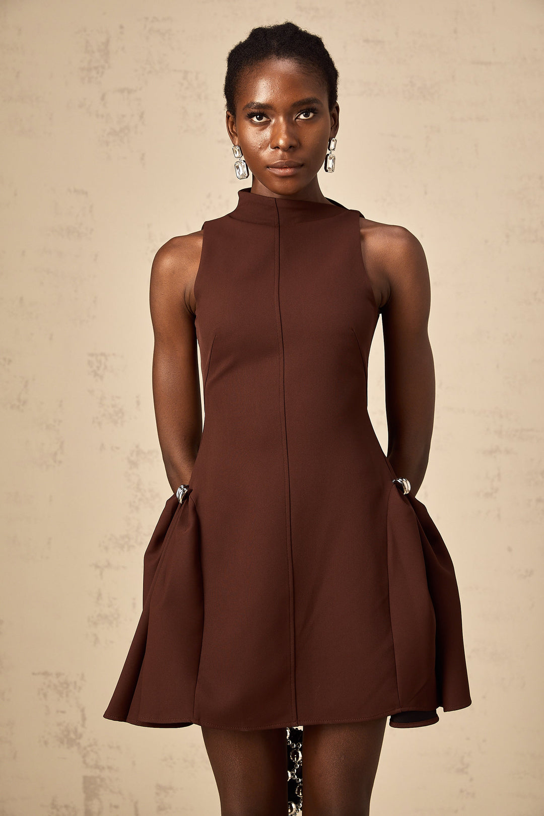 Levoire | Robe Mini À Encolure Asymétrique Marron Puff