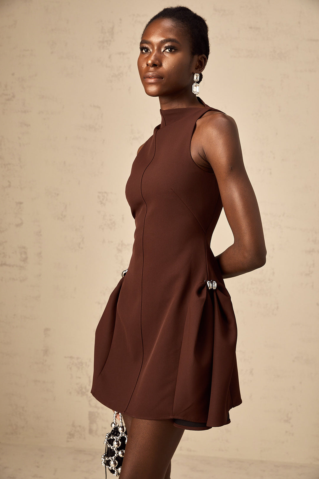 Levoire | Robe Mini À Encolure Asymétrique Marron Puff