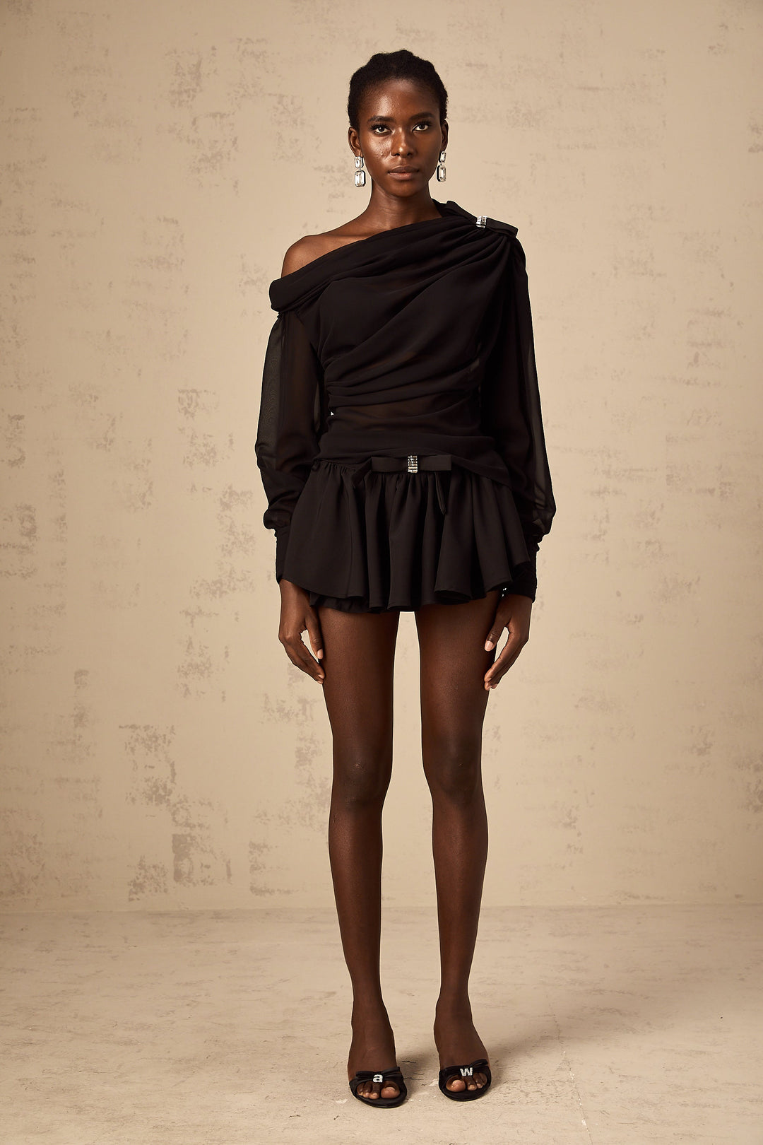 Levoire | Blouse Et Jupe En Tulle Asymétrique Ensemble Coordonné Noir