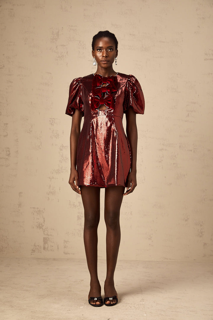 Levoire | Ruban À Nœud Rouge Paillettes Mini Robe