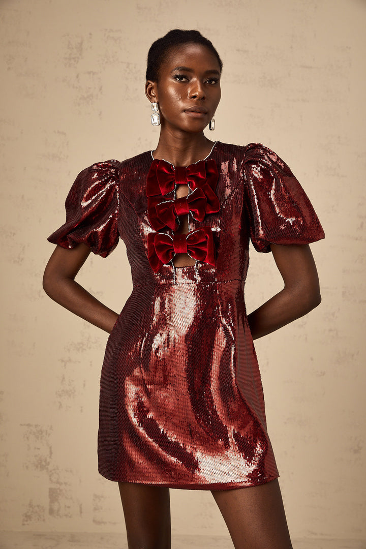 Levoire | Ruban À Nœud Rouge Paillettes Mini Robe