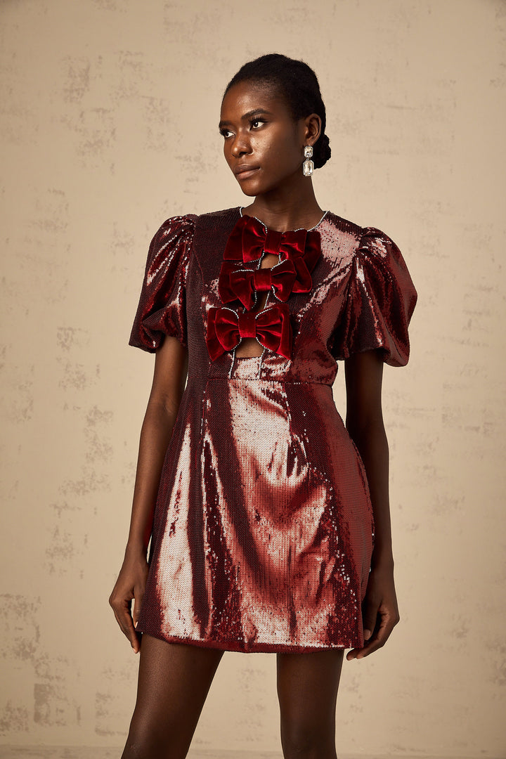 Levoire | Ruban À Nœud Rouge Paillettes Mini Robe