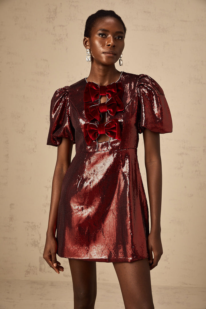 Levoire | Ruban À Nœud Rouge Paillettes Mini Robe