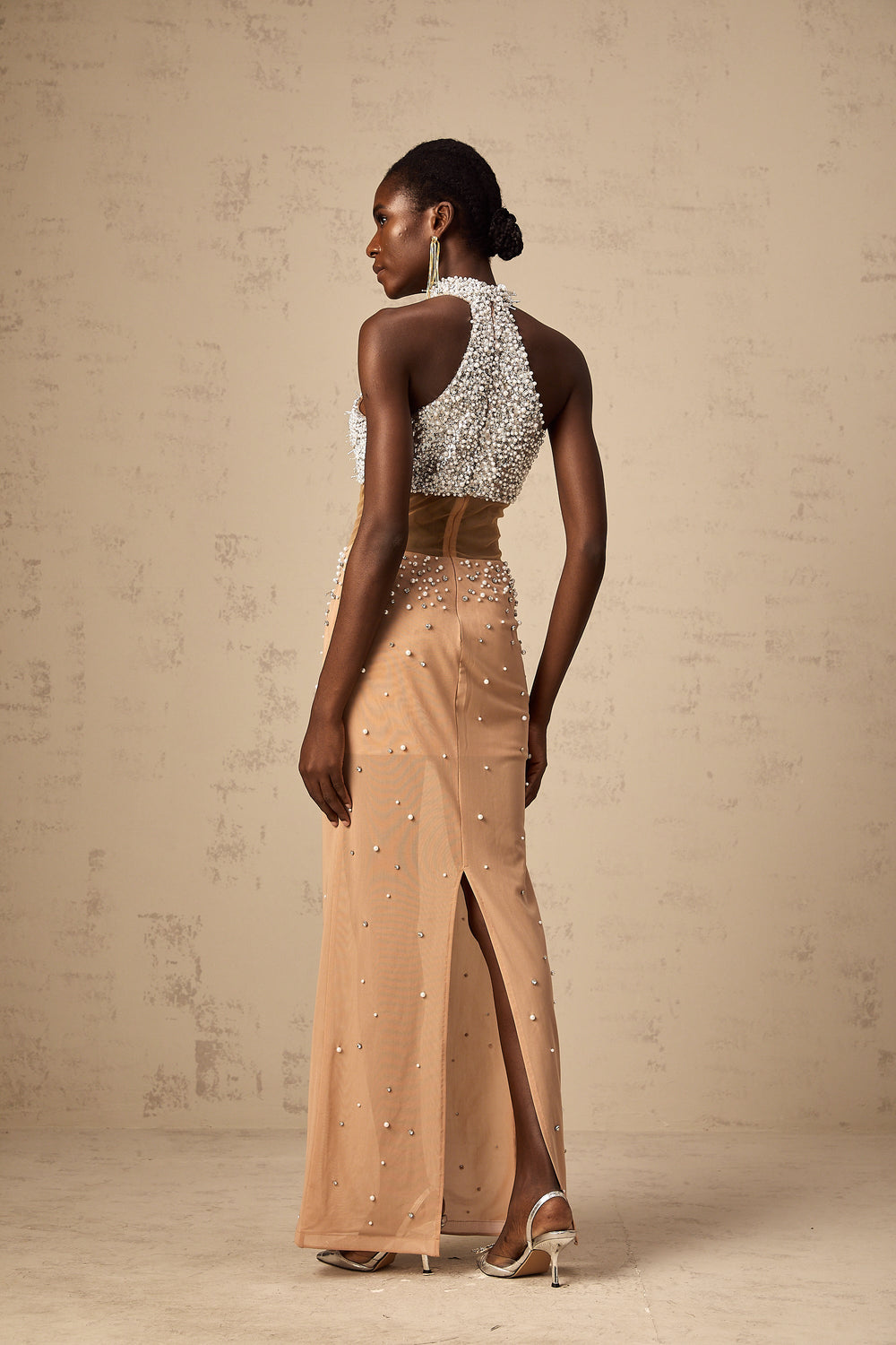 Levoire | Robe Maxi Semi-Transparente Ornée De Fausses Perles