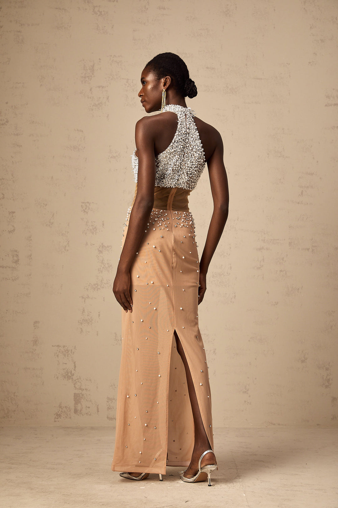 Levoire | Robe Maxi Semi-Transparente Ornée De Fausses Perles