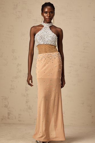Levoire | Robe Maxi Semi-Transparente Ornée De Fausses Perles