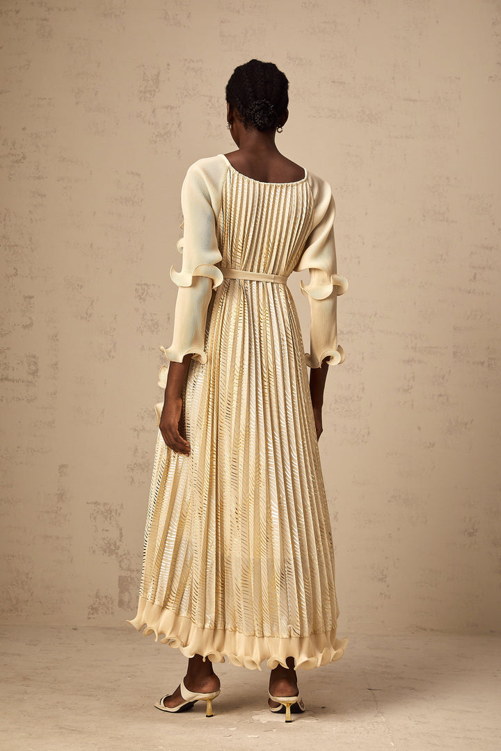 Levoire | Neutrals Ensemble De Volants Doré Midi Robe