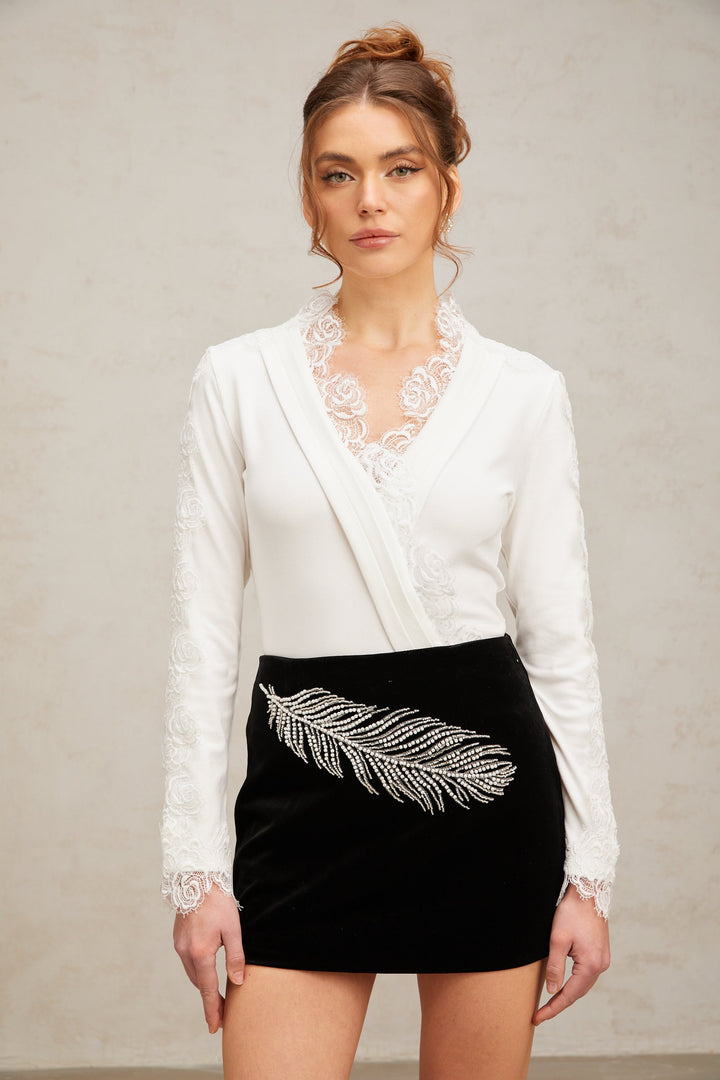 Levoire | Blouse À Bord Dentelé Avec Broderie De Fleurs