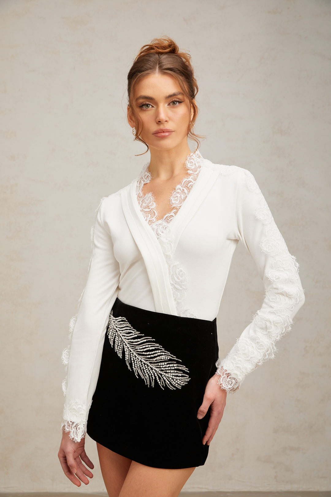 Levoire | Blouse À Bord Dentelé Avec Broderie De Fleurs