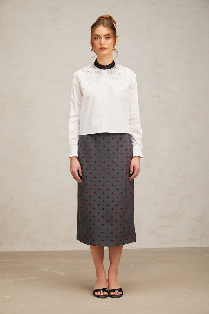 Levoire | Blouse Blanche Ornée De Cristaux