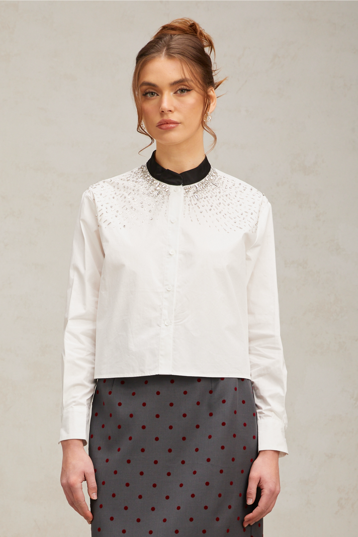 Levoire | Blouse Blanche Ornée De Cristaux