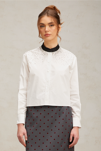 Levoire | Blouse Blanche Ornée De Cristaux