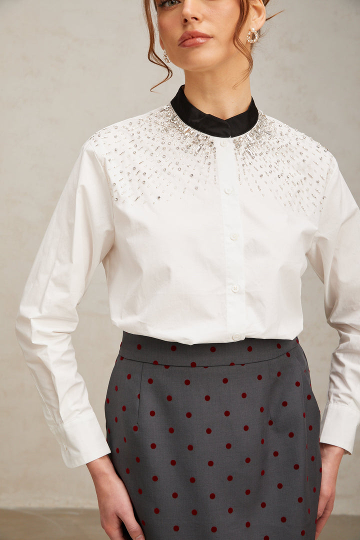 Levoire | Blouse Blanche Ornée De Cristaux