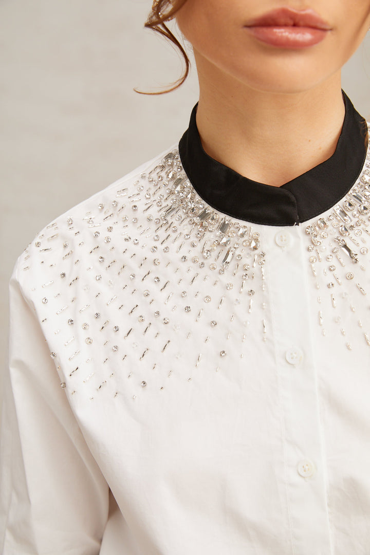 Levoire | Blouse Blanche Ornée De Cristaux