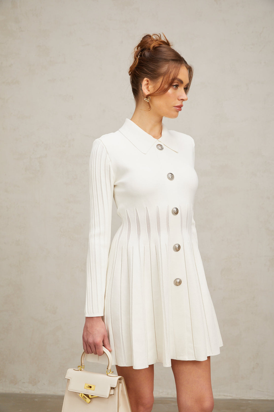 Levoire | Robe Mini En Tricot Plissé Blanche