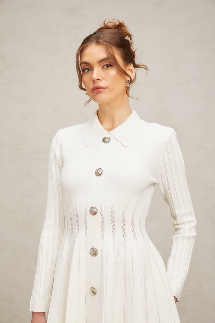 Levoire | Robe Mini En Tricot Plissé Blanche