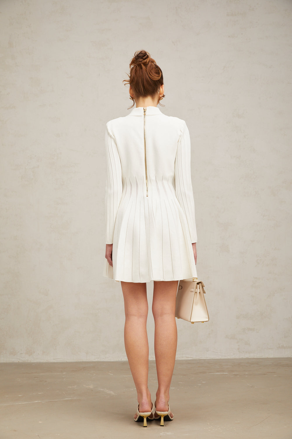 Levoire | Robe Mini En Tricot Plissé Blanche