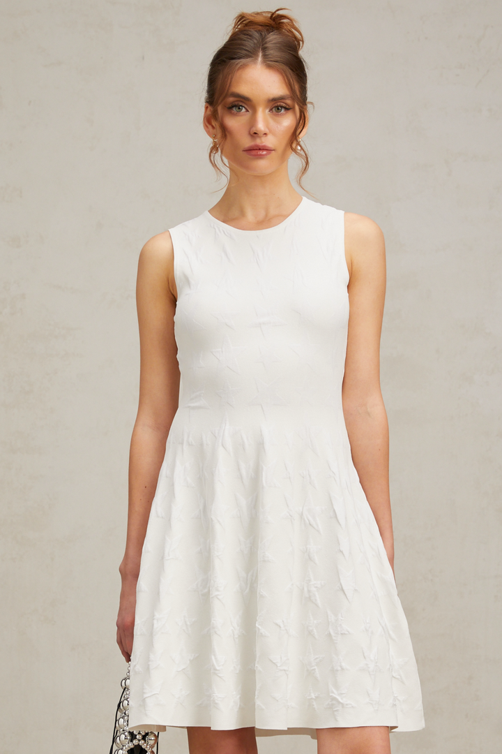 Levoire | Robe Mini En Tricot À Motif D'Étoiles Blanches