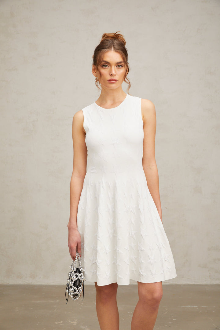 Levoire | Robe Mini En Tricot À Motif D'Étoiles Blanches