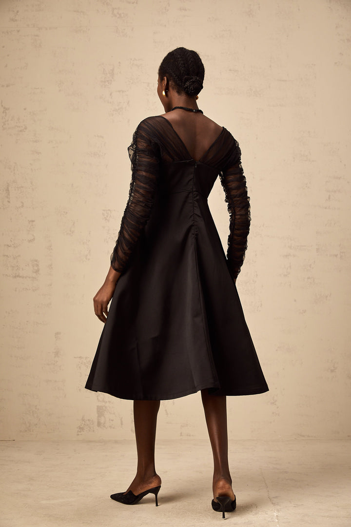 Levoire | Robe Midi À Panneaux Noire À Col Halter