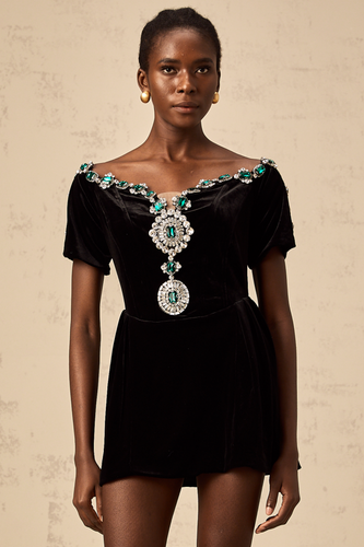 Levoire | Robe Mini Noir En Velours