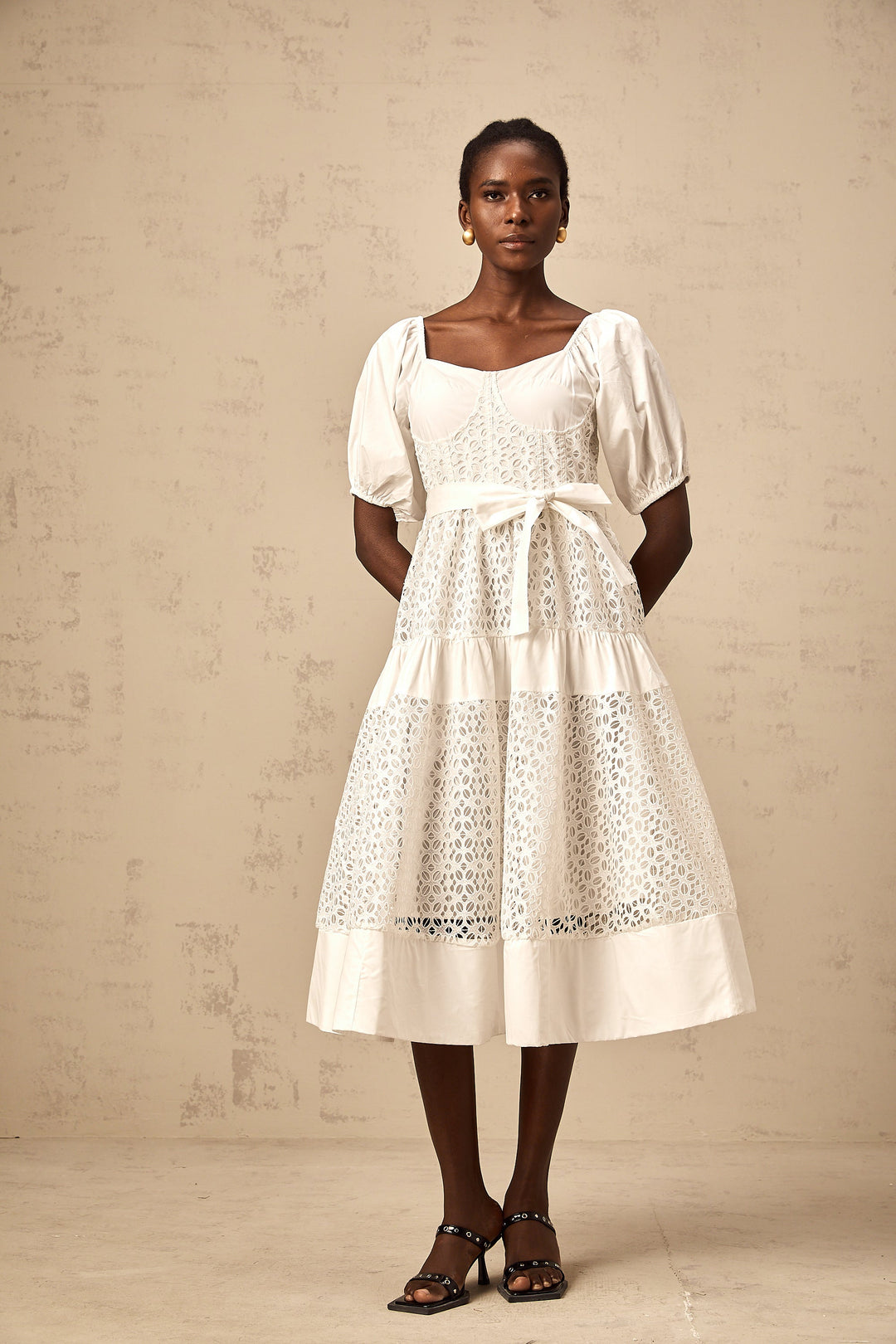 Levoire | Robe Midi À Lacets Blanche