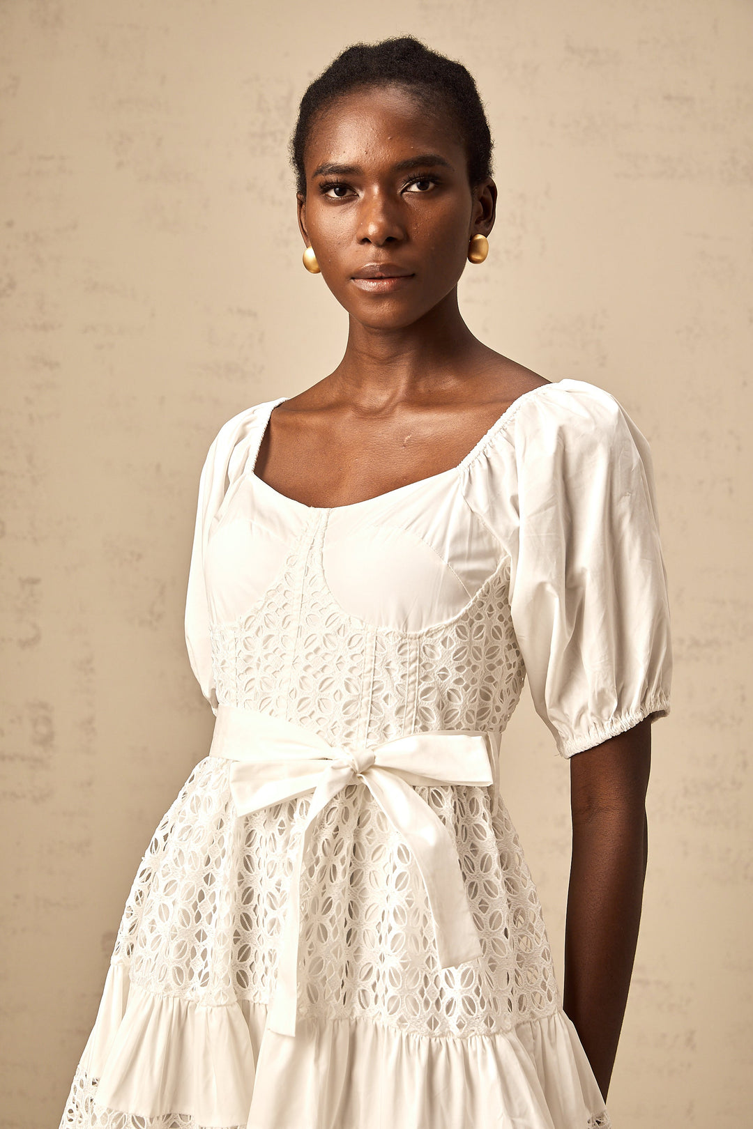 Levoire | Robe Midi À Lacets Blanche