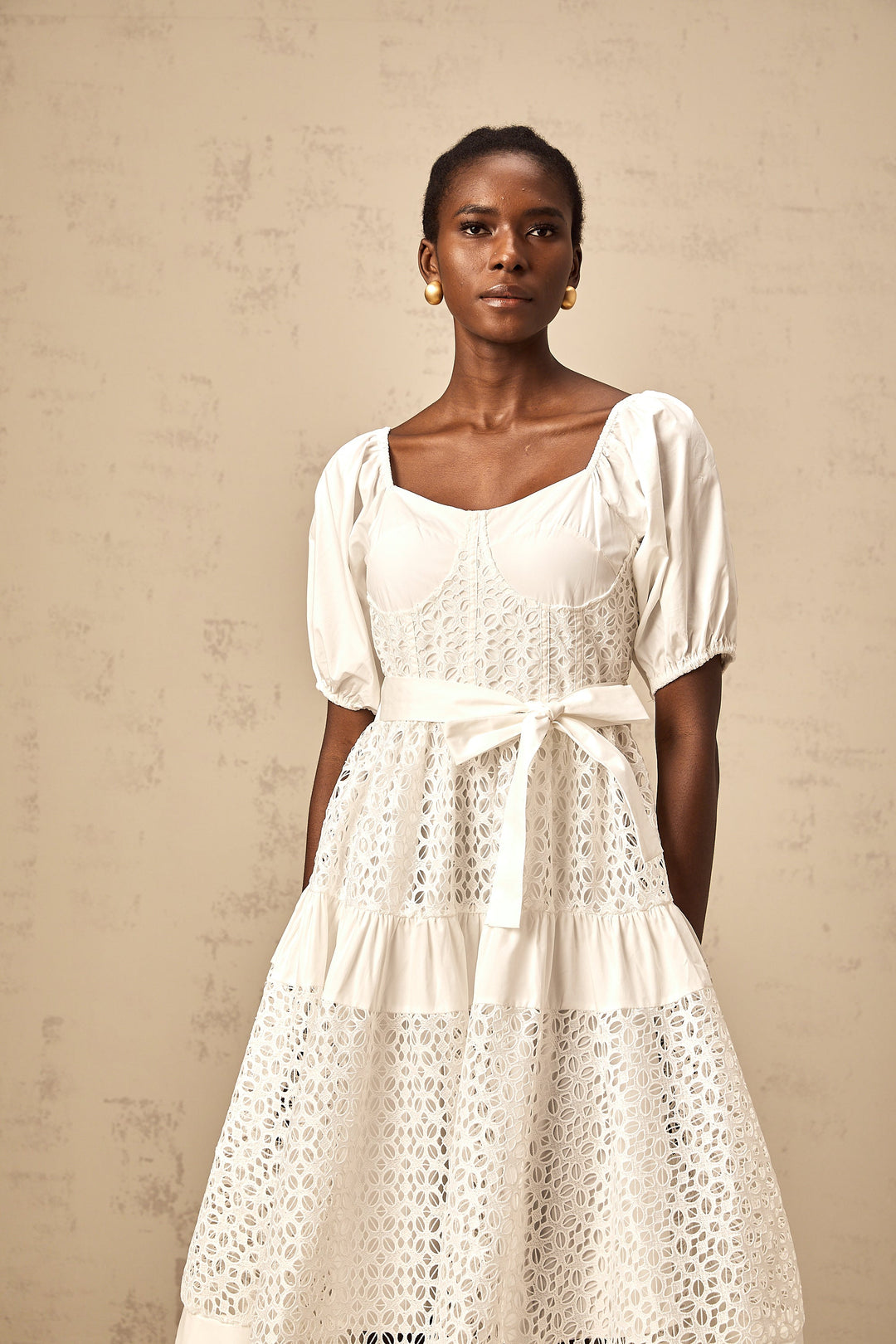 Levoire | Robe Midi À Lacets Blanche