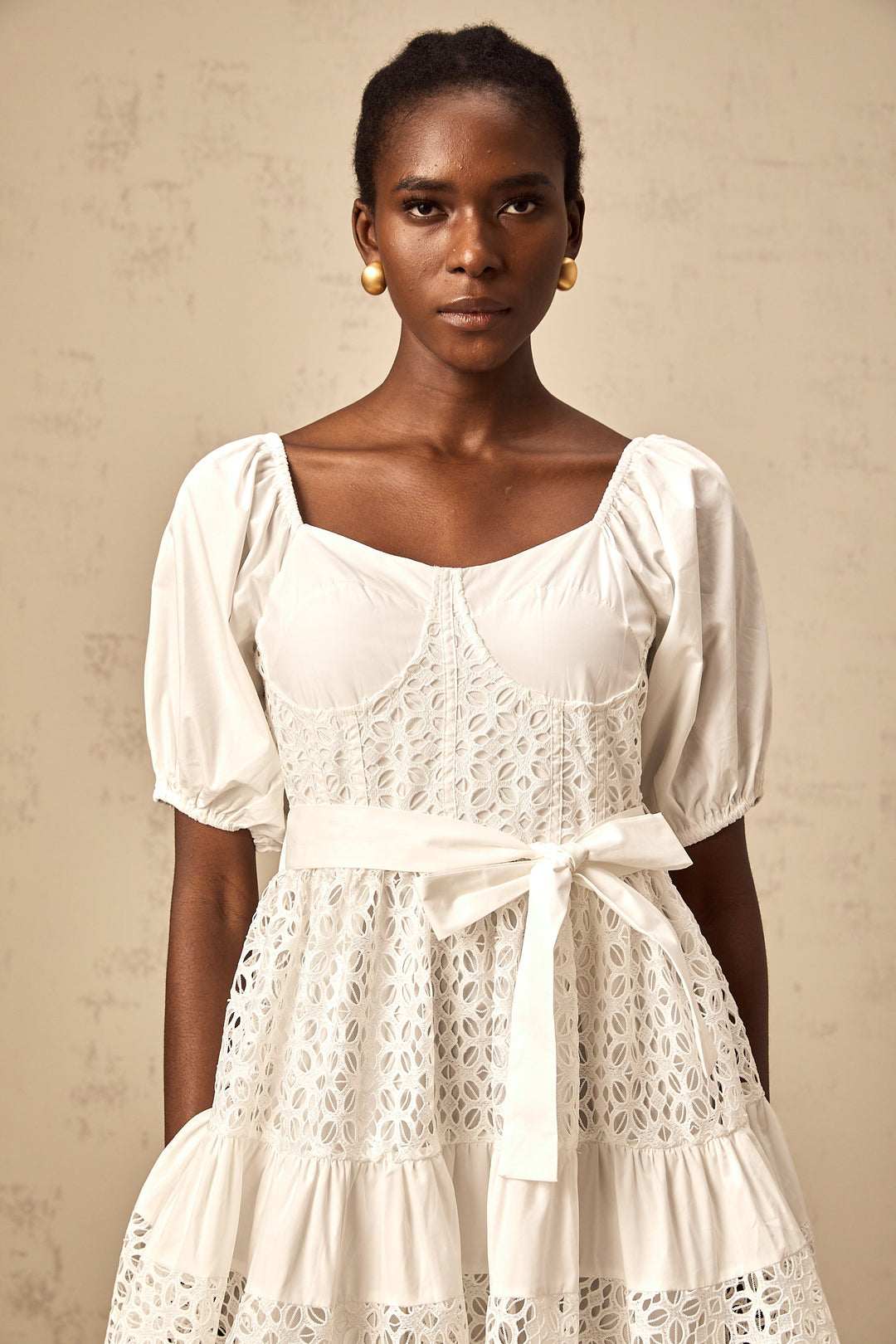 Levoire | Robe Midi À Lacets Blanche