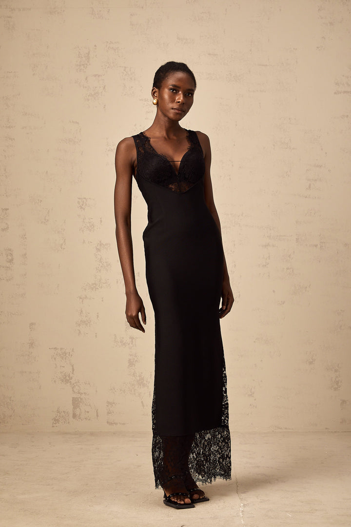Levoire | Robe Maxi À Panneaux En Dentelle Brodés De Fleurs