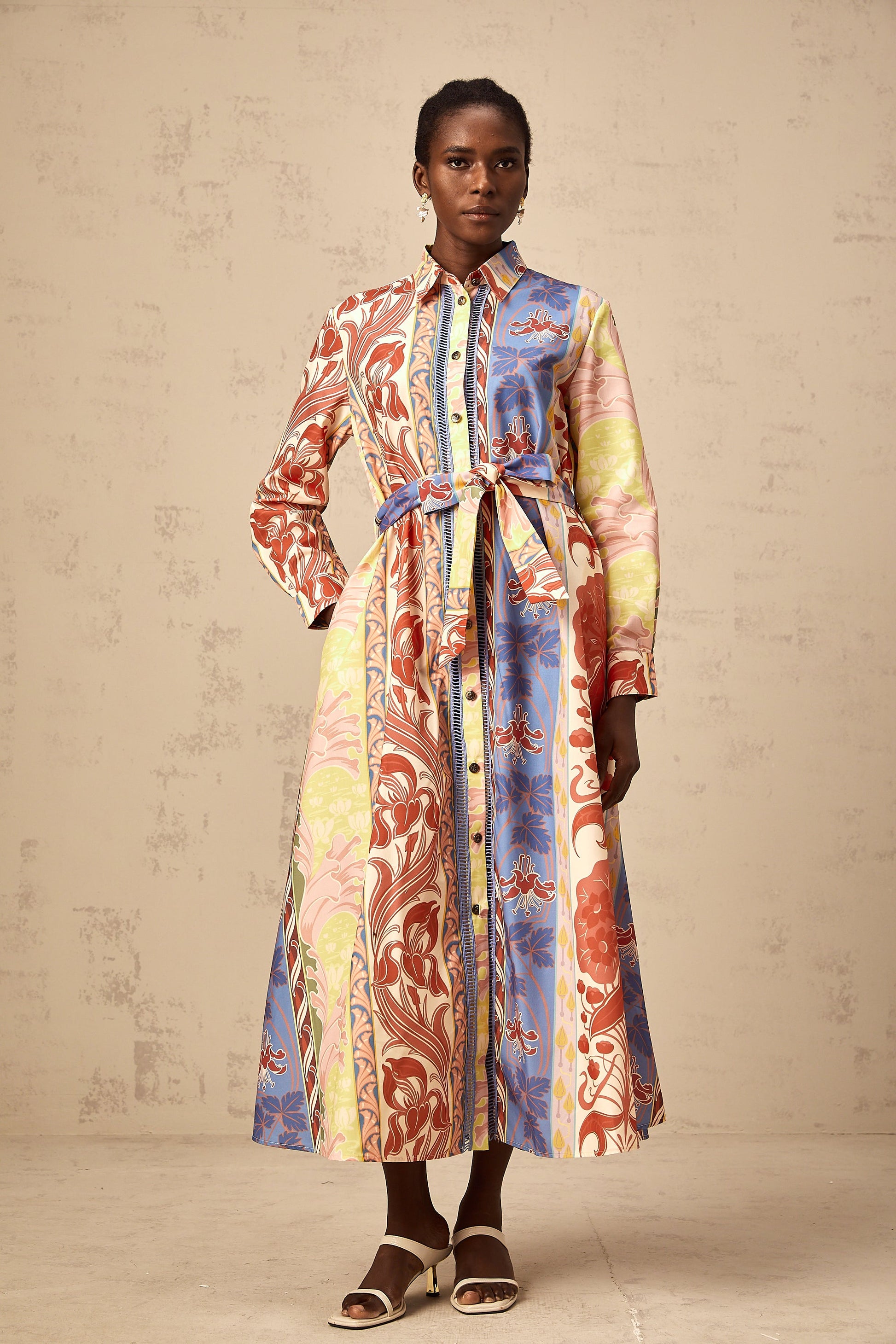 Levoire | Robe Chemise Midi En Popeline À Imprimé Floral