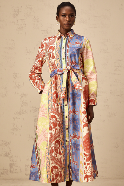 Levoire | Robe Chemise Midi En Popeline À Imprimé Floral