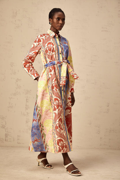 Levoire | Robe Chemise Midi En Popeline À Imprimé Floral