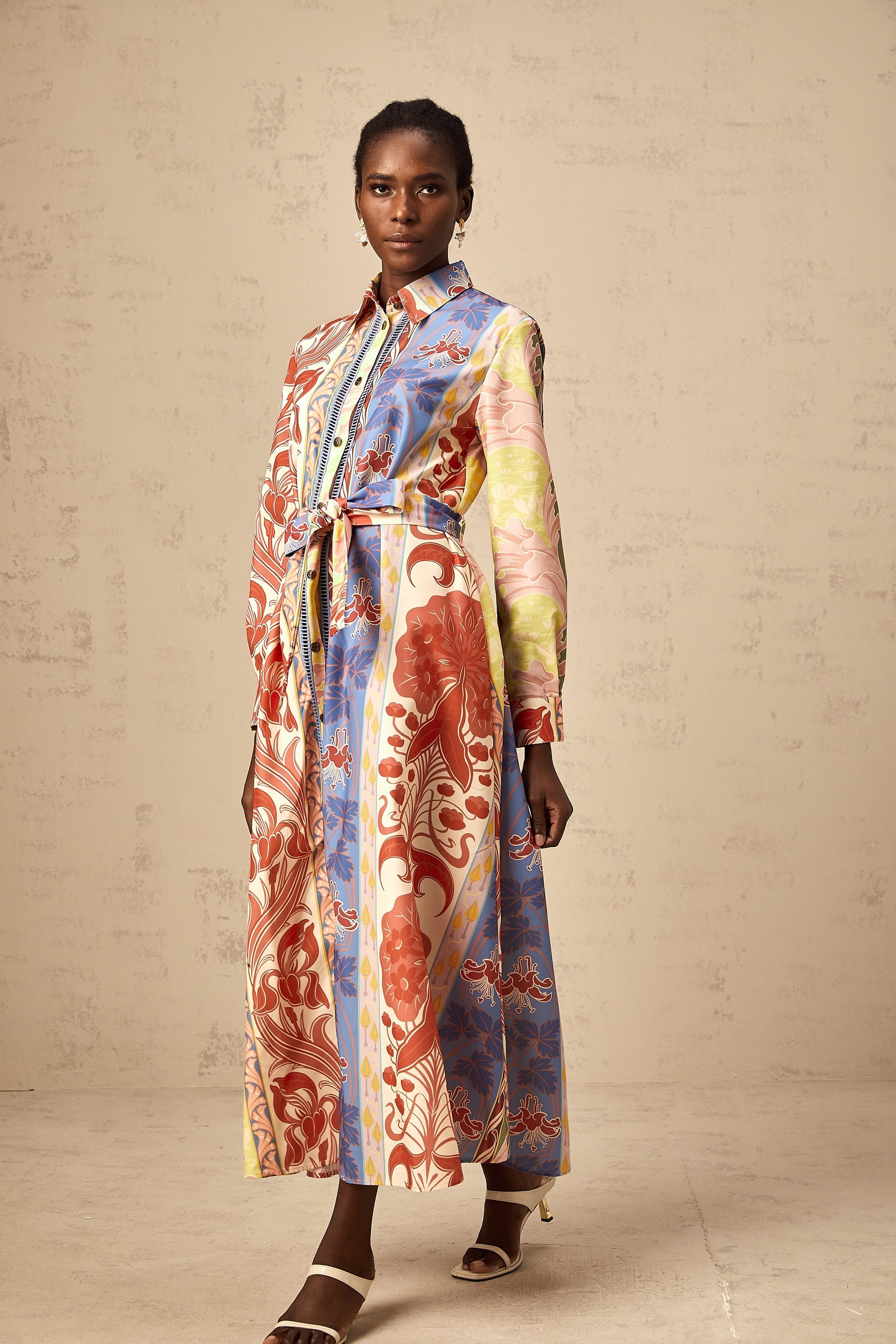 Levoire | Robe Chemise Midi En Popeline À Imprimé Floral